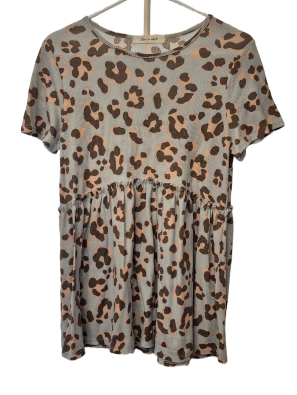 Leopard Print Short Sleeve Top By Lime N Chili Sz Medium Mint Pink